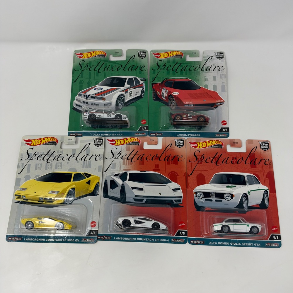 Hot Wheels Premium Car Culture Spettacolare Complete Set Real Riders Alfa Lancia